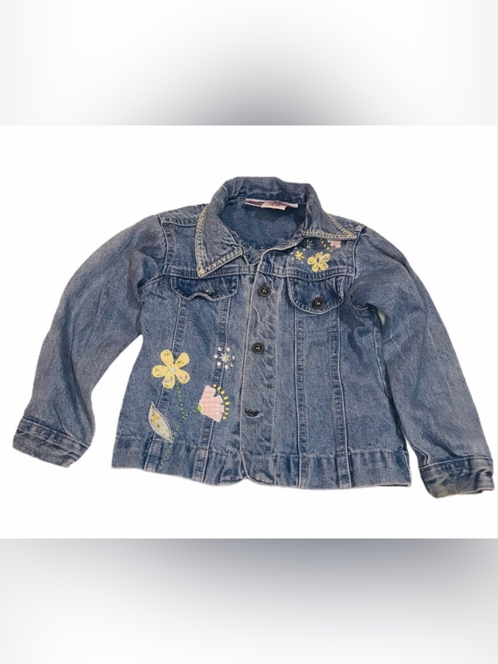 Blueberi Boulevard Cotton Denim Jean Jacket Size 3T Embroidered Flowers